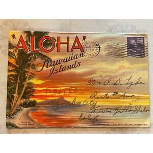 Hawaiian Islands Vintage 1935 Postcard Booklet Posted 1945